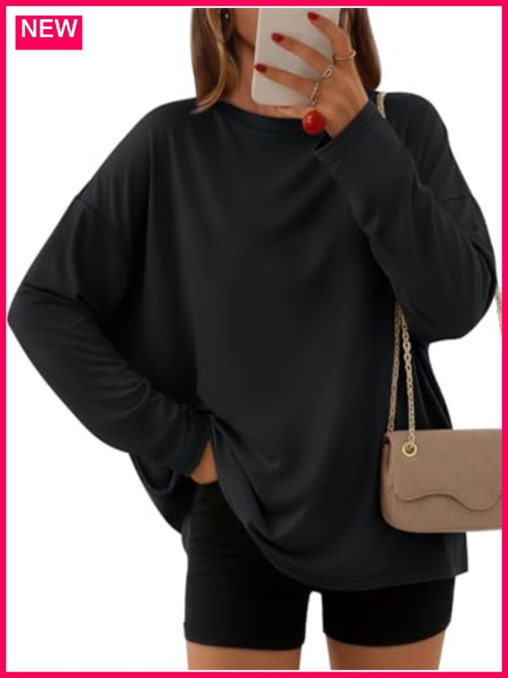 Oversized Long Sleeve Crewneck T-Shirt Casual Top